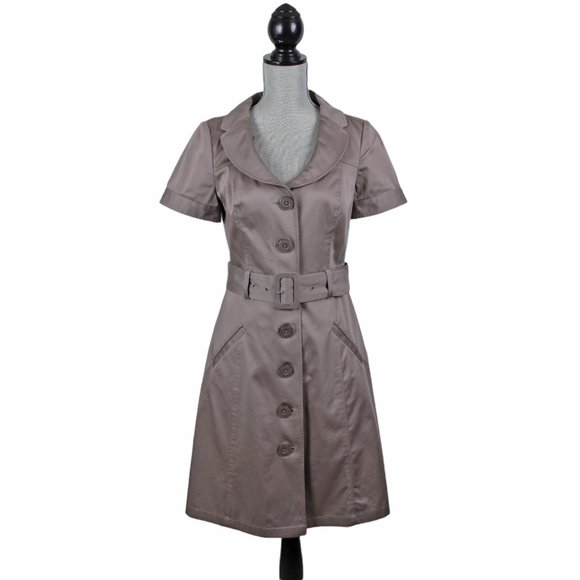 RW&CO. Dresses & Skirts - RW&CO. Taupe Button Down Belted Dress